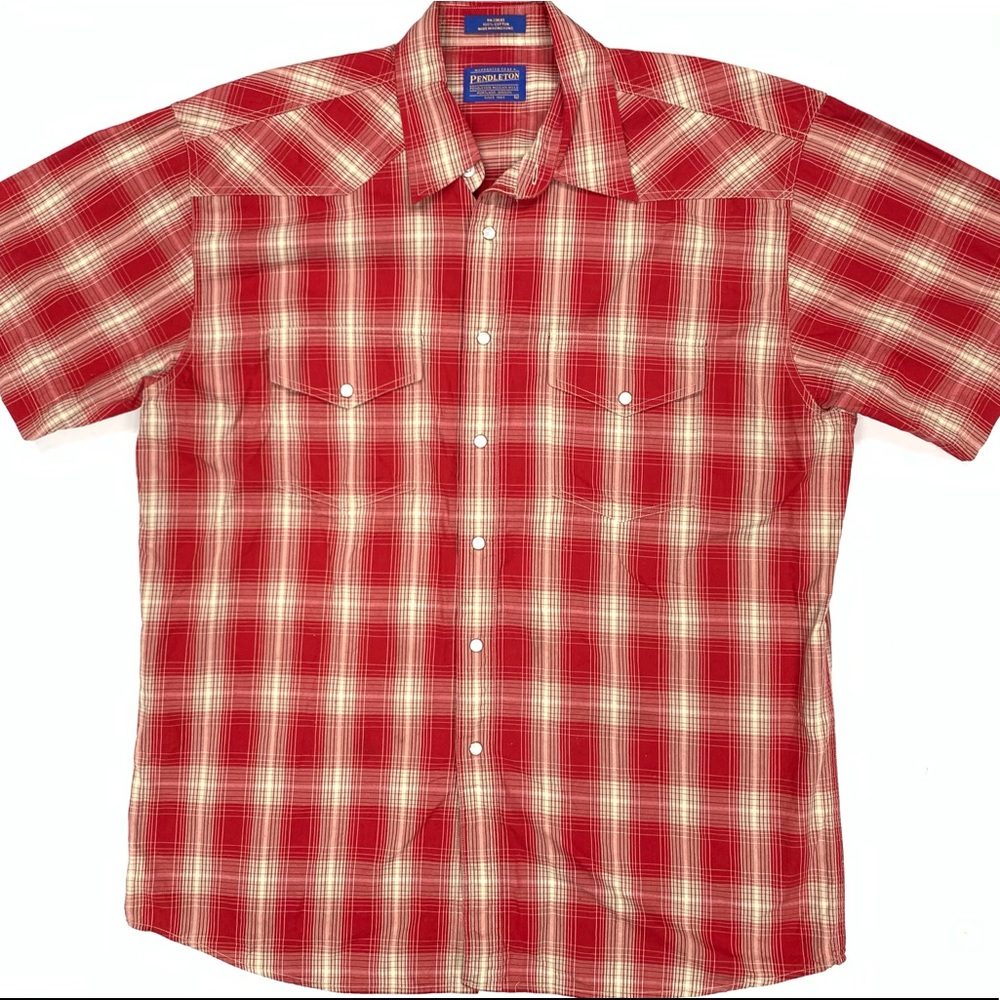 Pendleton Plaid Checkered Pearl Western Shirt L